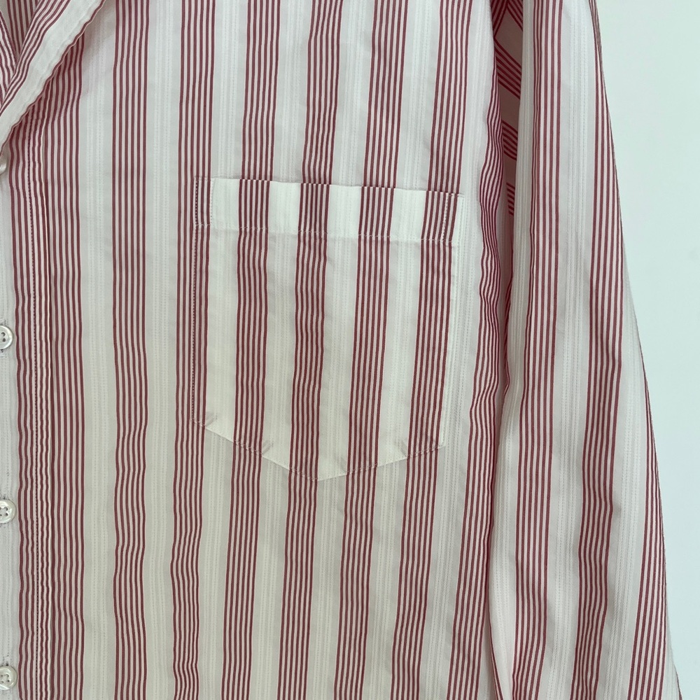 Frank & Eileen Cranberry and White Striped Button-Down Shirt - Picture 5 of 6